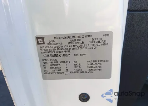 2010 GMC Acadia Slt-1 from USA, damaged, VIN 1GKLRMED7AJ119282